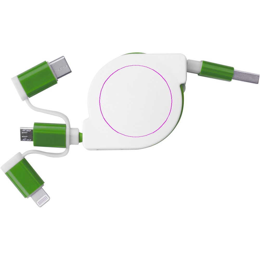 Kabel do ładowania z 3 wtyczkami rozwijany NICO