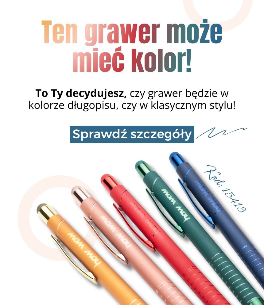 długopis z kolorowym grawerem