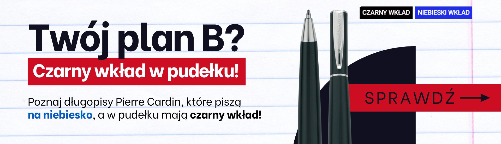 Długopisy z czarnym wkładem Pierre Cardin