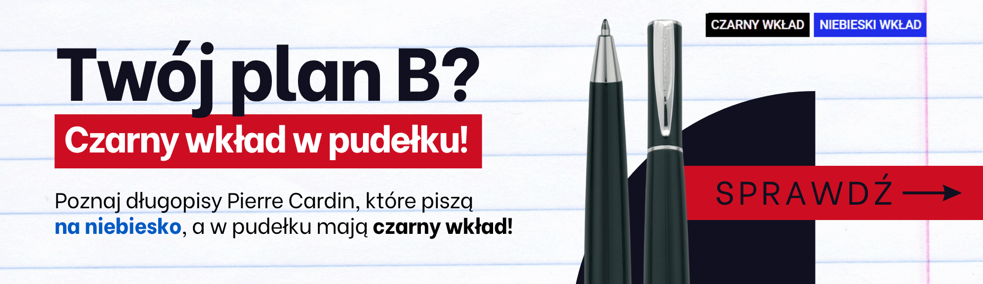Długopisy z czarnym wkładem Pierre Cardin