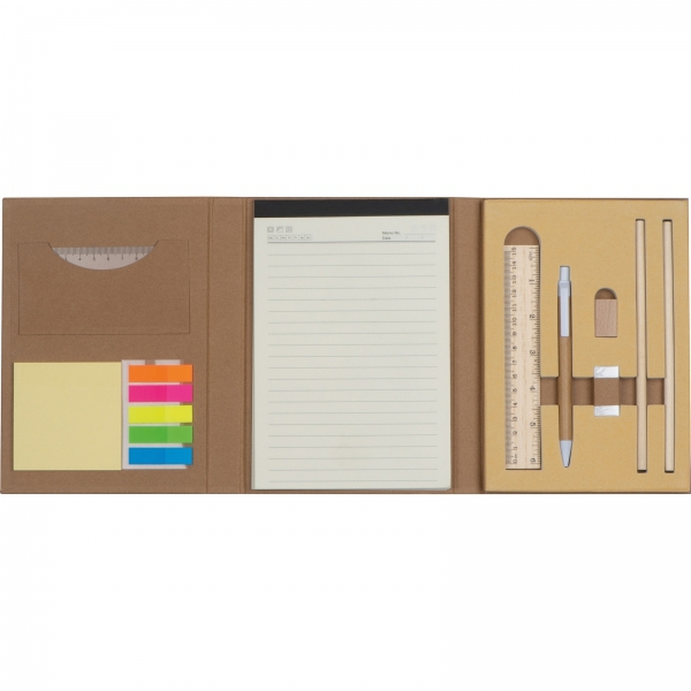 Folder z notatnikiem w linie i przyborami do pisania CALVIN