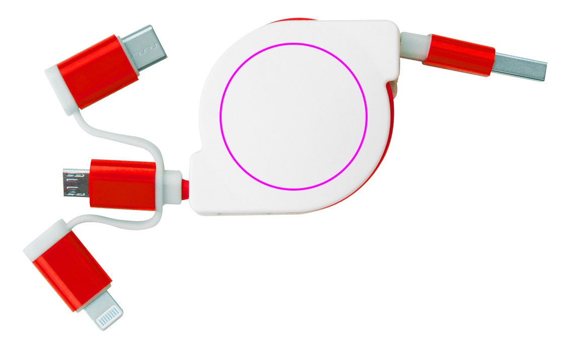 Kabel do ładowania z 3 wtyczkami rozwijany NICO