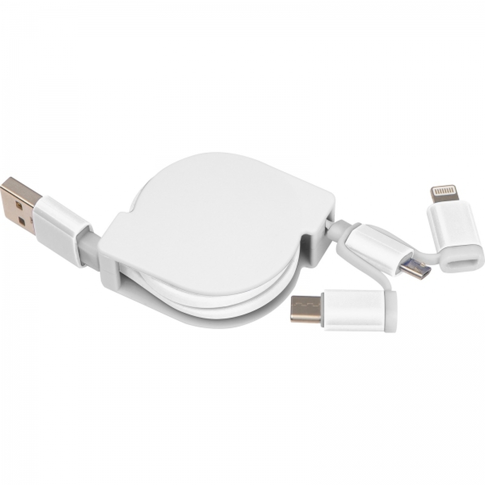 Kabel do ładowania z 3 wtyczkami rozwijany NICO