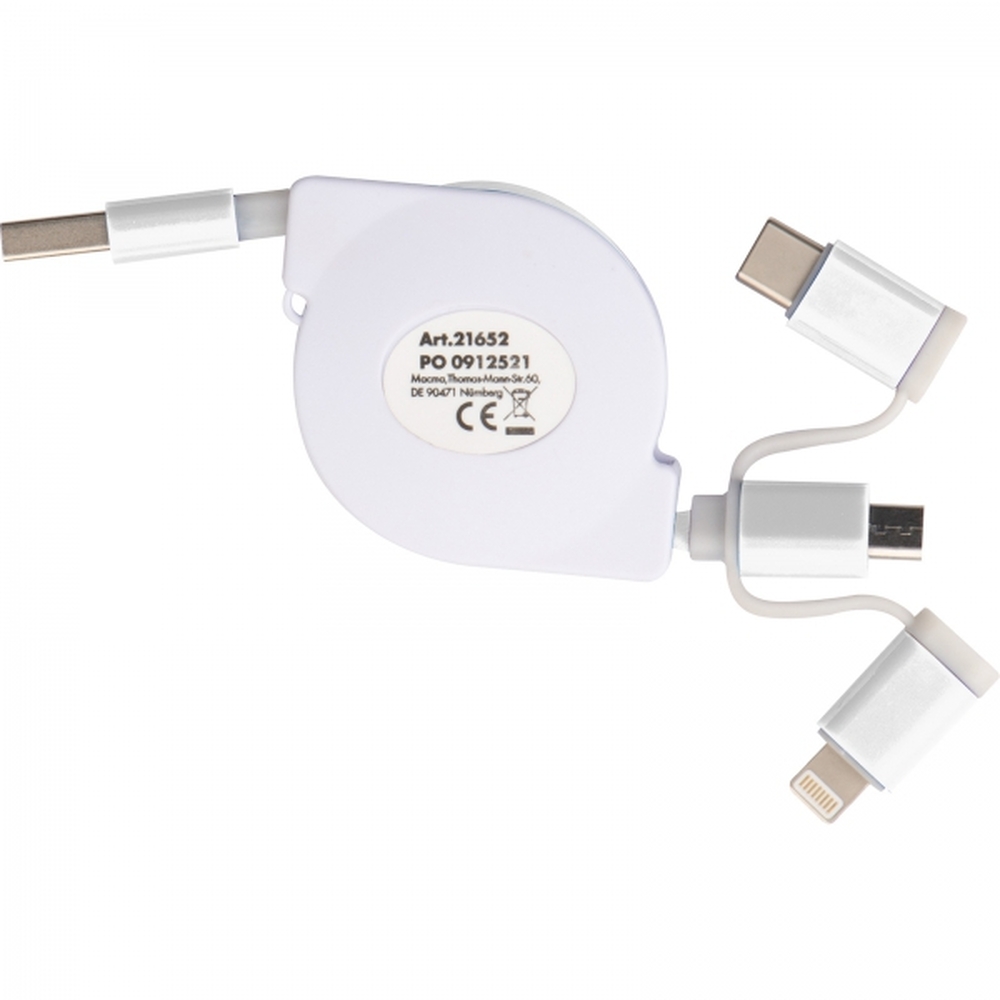 Kabel do ładowania z 3 wtyczkami rozwijany NICO