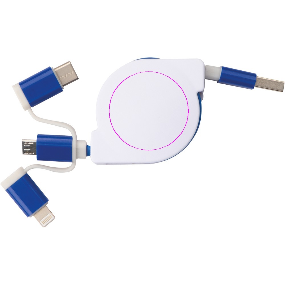 Kabel do ładowania z 3 wtyczkami rozwijany NICO