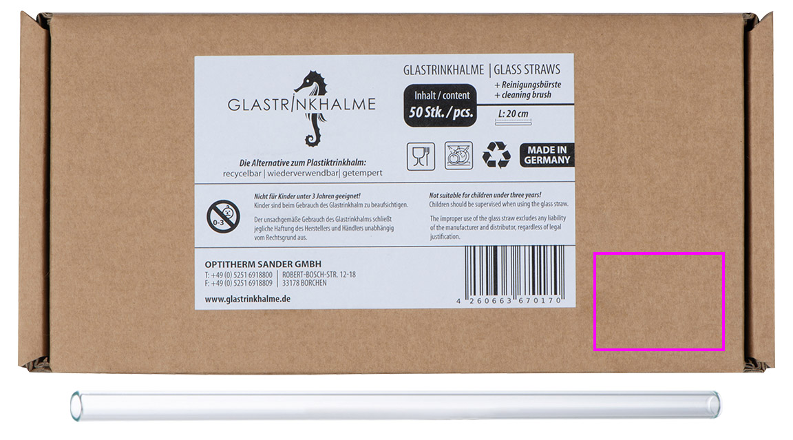 Słomka do napojów szklana 20 cm NELSON