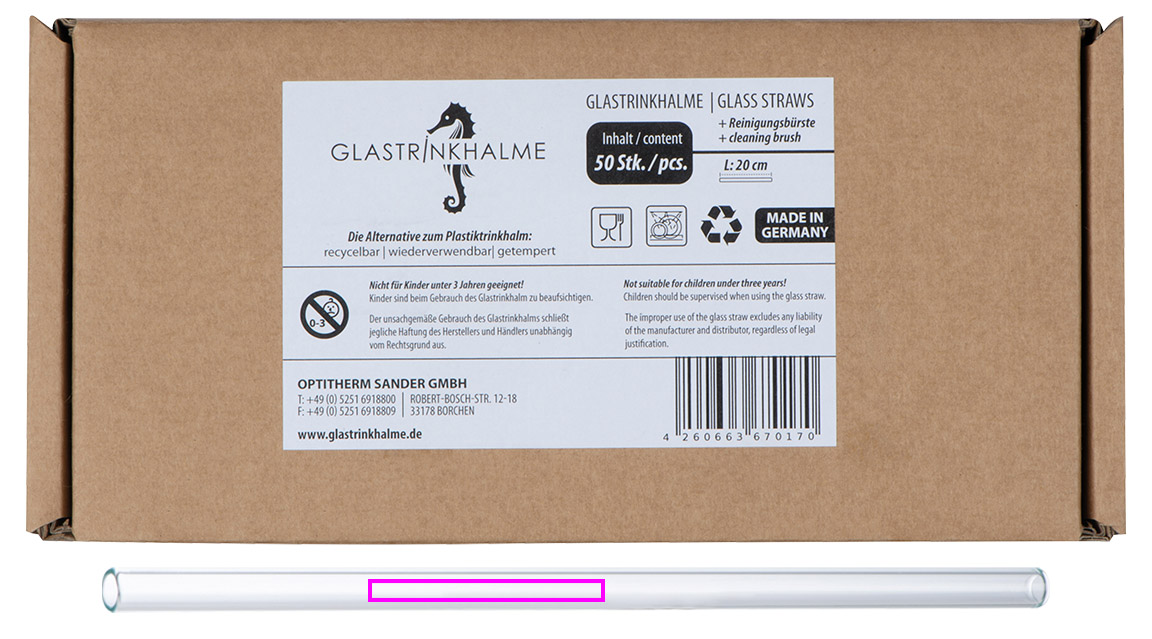 Słomka do napojów szklana 20 cm NELSON