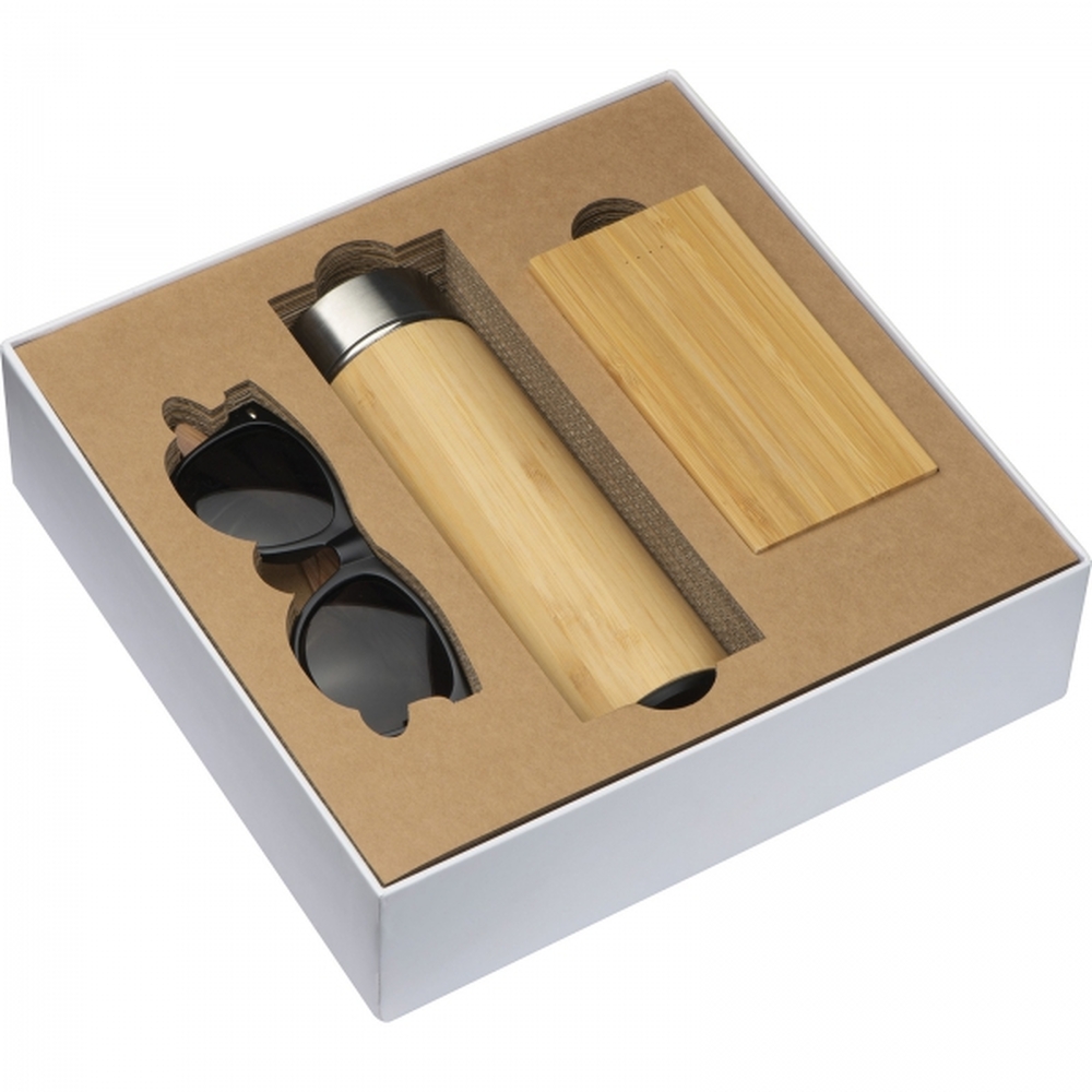 Zestaw butelka 350 ml, okulary, power bank 8000 mAh EMILIA