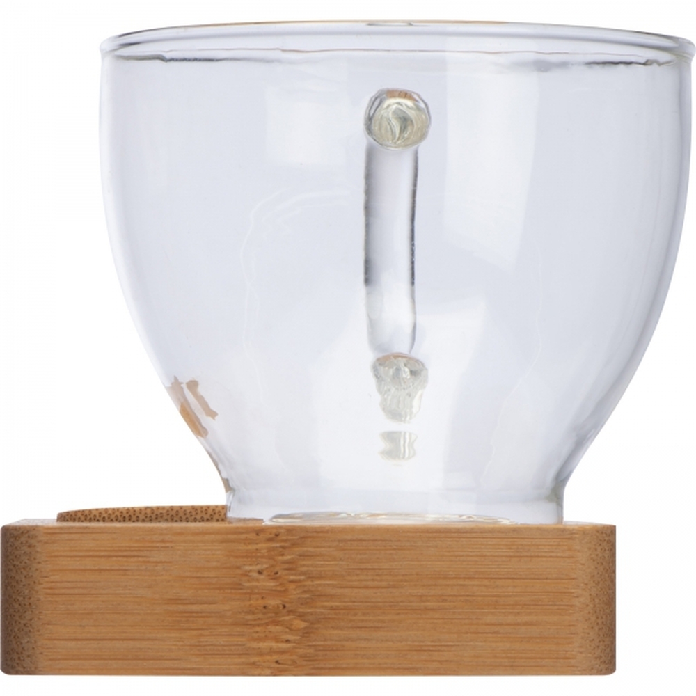 Taca z łyżeczką i szklanym kubkiem 150 ml ROSA