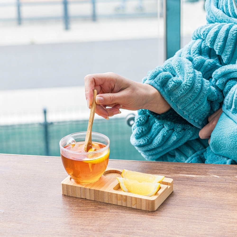 Taca z łyżeczką i szklanym kubkiem 150 ml ROSA