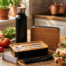 Zestaw lunch box ze sztućcami i butelka termiczna 500 ml STEPHAN