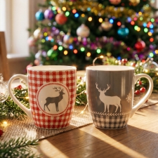 Zestaw 2 świątecznych kubków porcelanowych 300 ml ARMIN