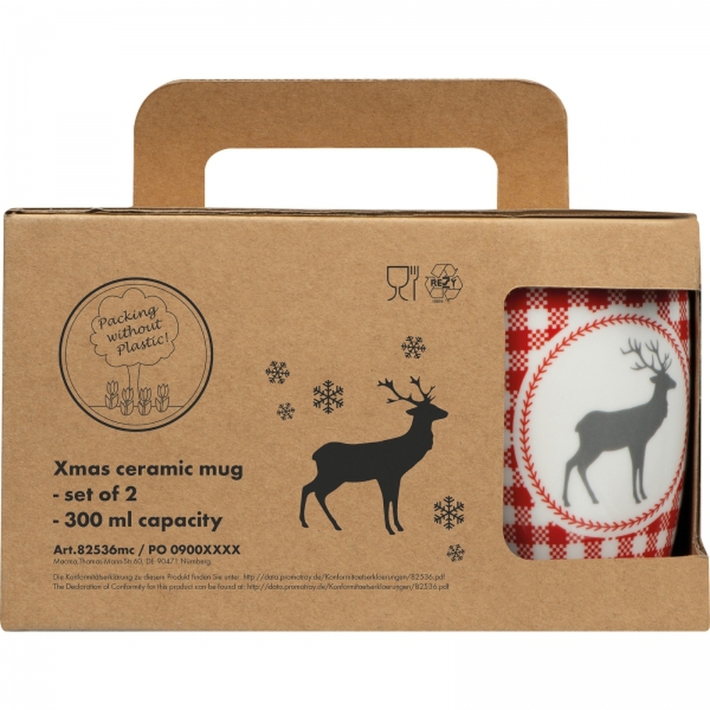 Zestaw 2 świątecznych kubków porcelanowych 300 ml ARMIN