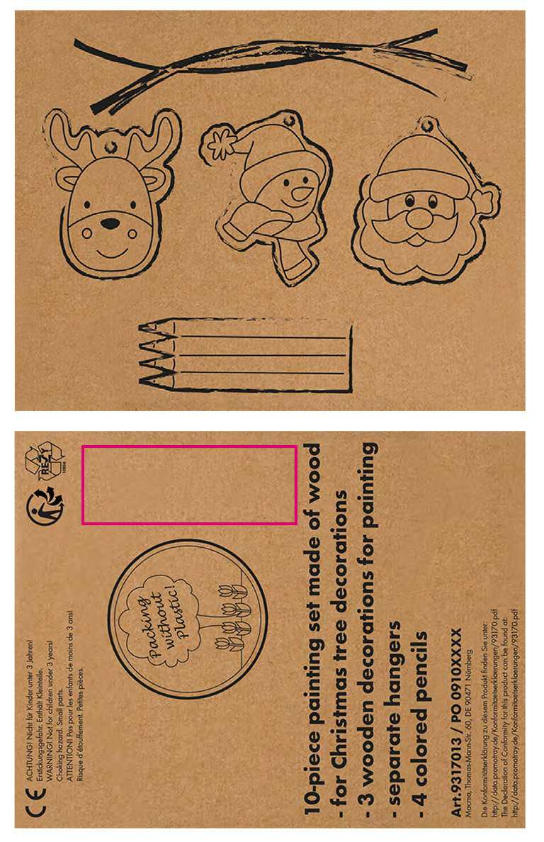 Zawieszki na choinkę do kolorowania z kredkami PABLO