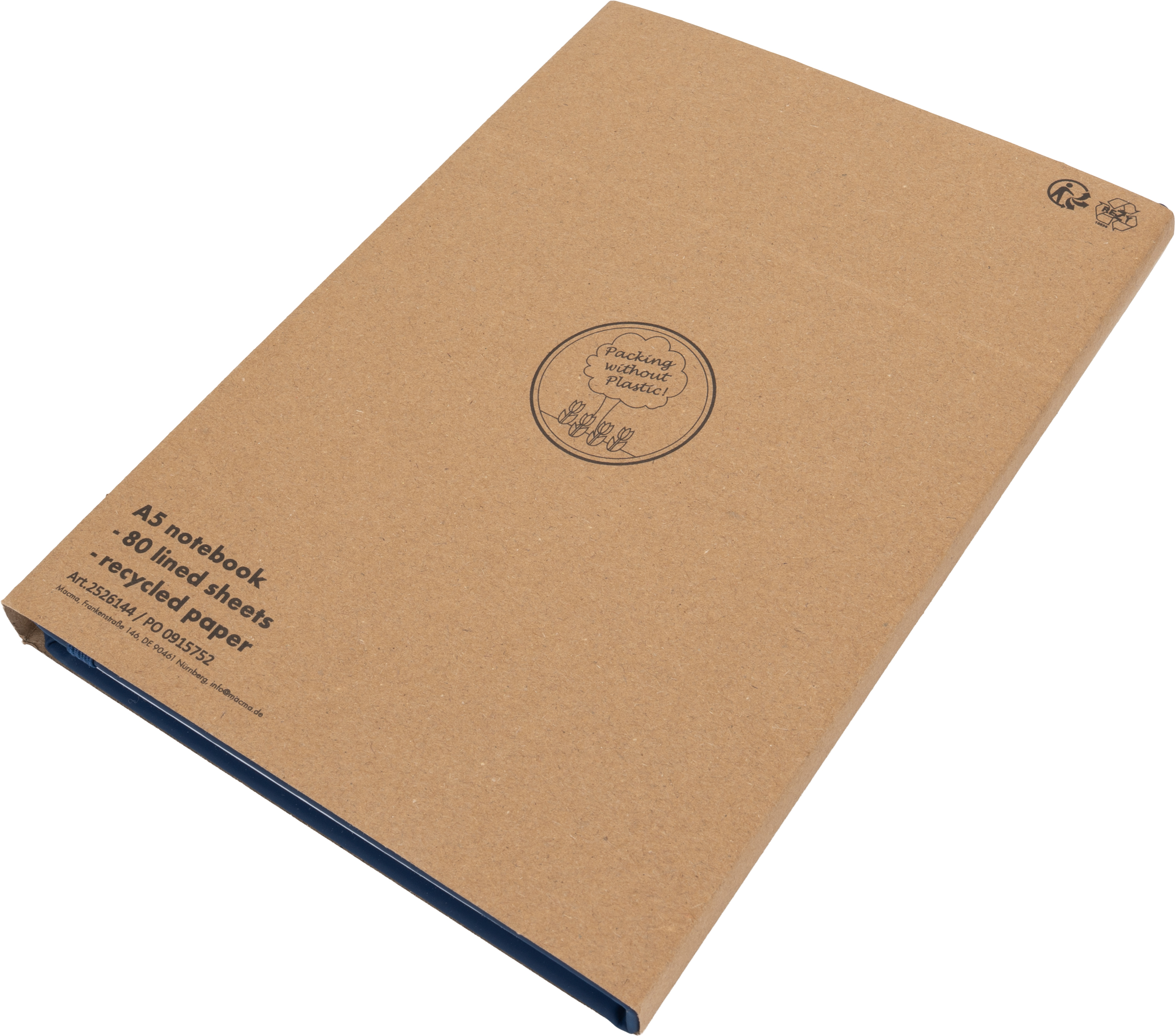 Notatnik A5 w linie z materiałów z recyklingu DOMINIK