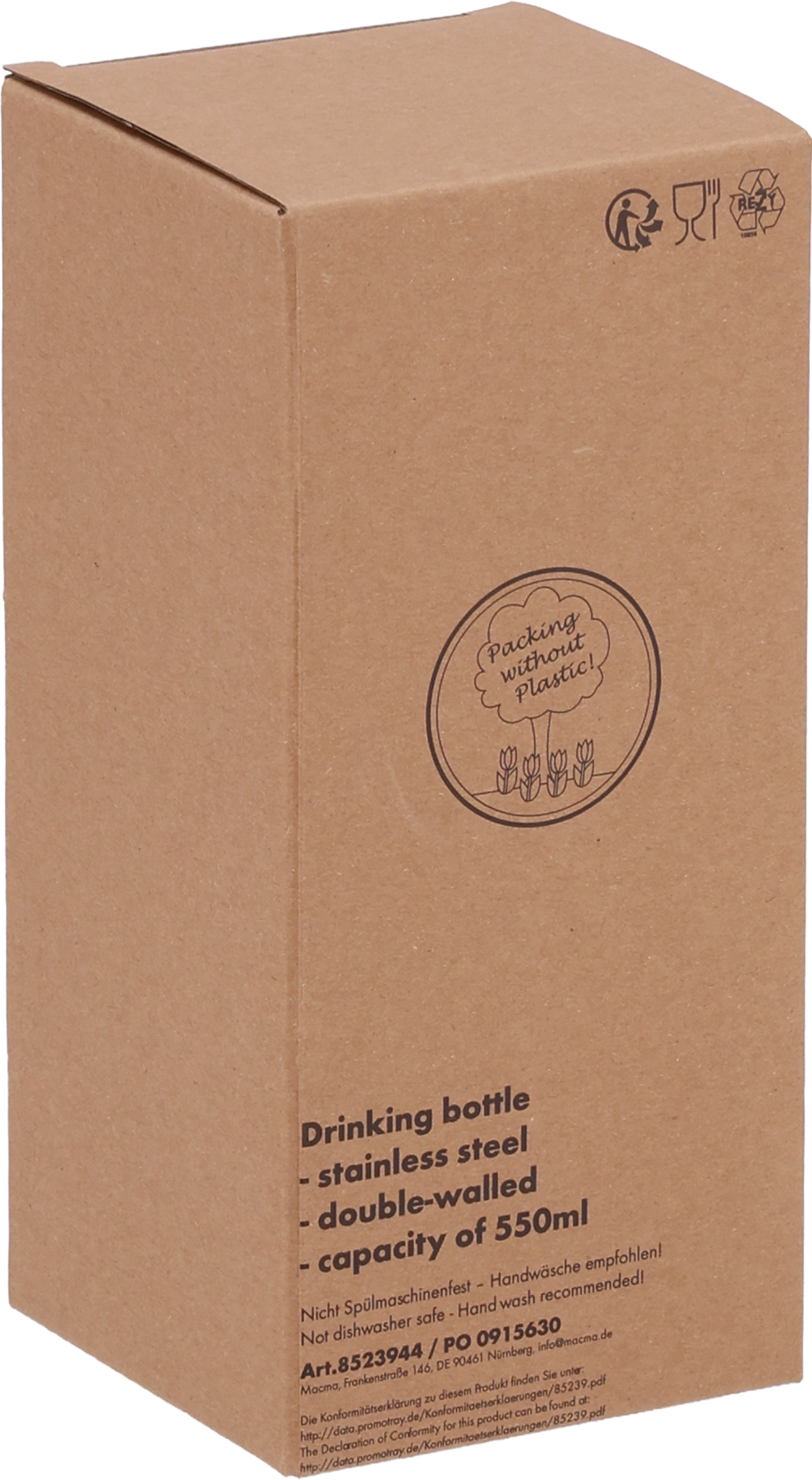 Kubek termiczny 550 ml ze stali z recyklingu DANA