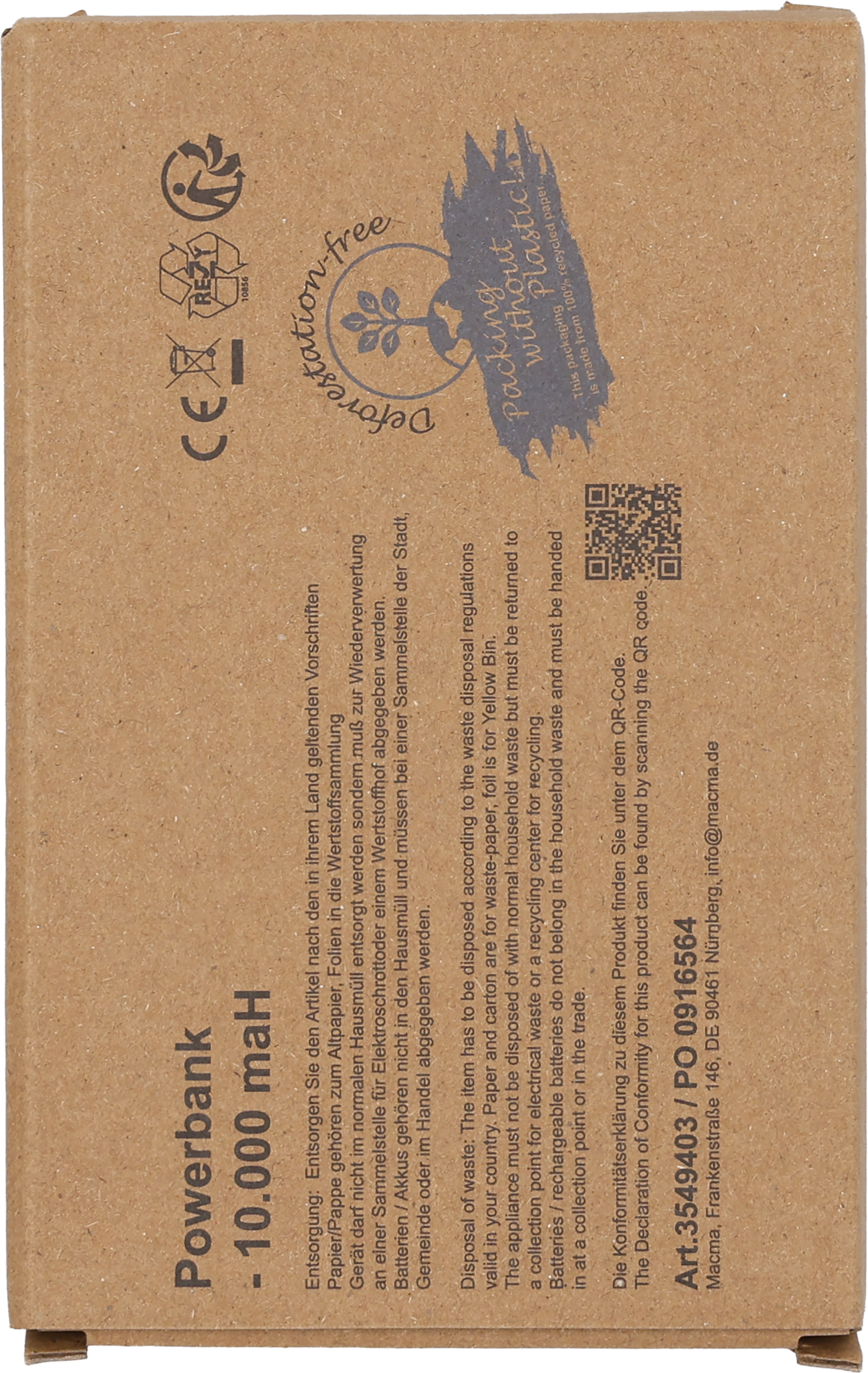 Power bank z ABS z recyklingu 10000 mAh PRESTON