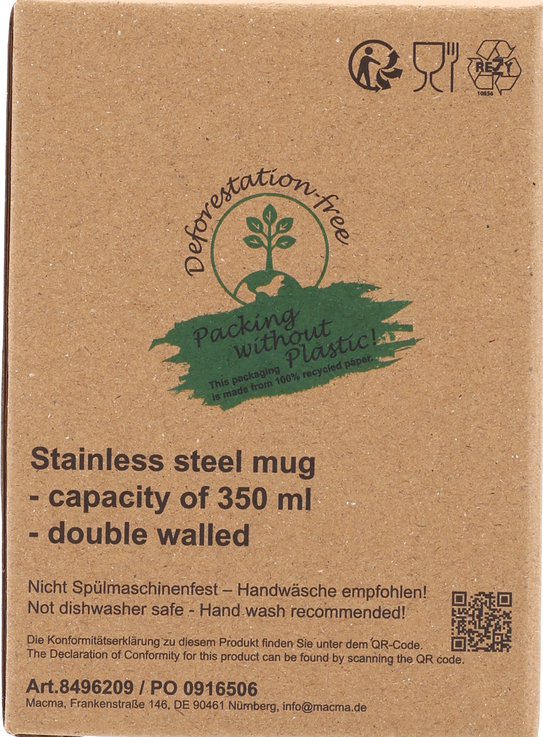 Kubek termiczny 350 ml z powłoką z recyklingu METODY